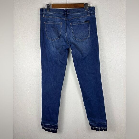 White House Black Market Women's Size 4 Slim Ankle Denim Jeans Raw Hem Sparkle - Picture 5 of 13